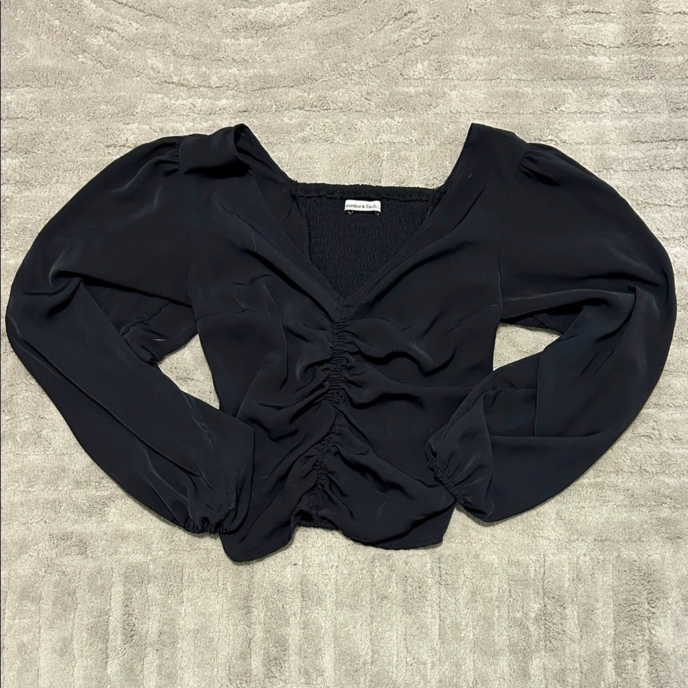 Abercrombie & Fitch Women’s Cinched Front Top (Women’s Size Small, Black)